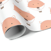 Cute Oranje White Fox Hot Air Ballon Baby shower Cadeaupapier (Rol Hoek)