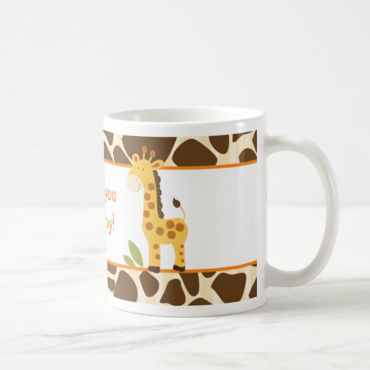 Cute Oranje/Yellow Giraffe Aangepaste foto Mok (Rechts)
