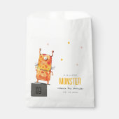 Cute Oranje Yellow One Eyed Monster Kids Birthday Bedankzakje (Voorkant)