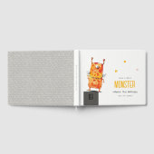 Cute Oranje Yellow One Eyed Monster Kids Birthday Gastenboek (Volledig)