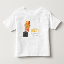 Cute Oranje Yellow One Eyed Monster Kids Birthday