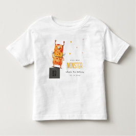 Cute Oranje Yellow One Eyed Monster Kids Birthday Kinder Shirts