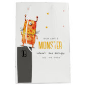 Cute Oranje Yellow One Eyed Monster Kids Birthday Medium Cadeauzakje (Voorkant)