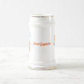 Cute oranje zeepaardbelletjes cartoon illustratie bierpul (Center)