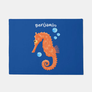 Cute oranje zeepaardbelletjes cartoon illustratie deurmat