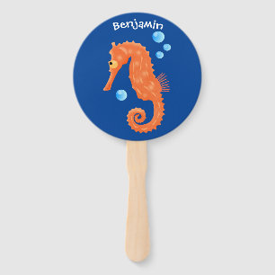 Cute oranje zeepaardbelletjes cartoon illustratie handwaaier