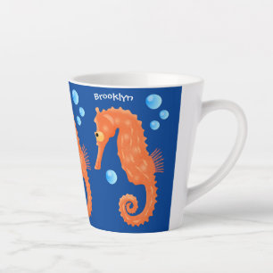 Cute oranje zeepaardbelletjes cartoon illustratie latte mok
