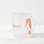 Cute oranje zeepaardbelletjes cartoon illustratie matglas koffiemok (Voorkant rechts)