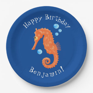 Cute oranje zeepaardbelletjes cartoon illustratie papieren bordje