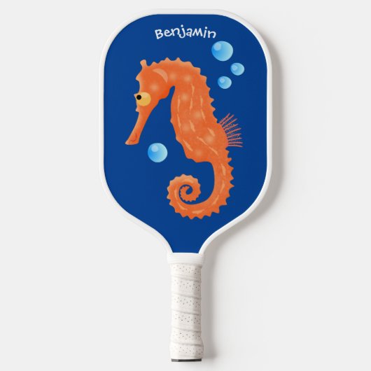 Cute oranje zeepaardbelletjes cartoon illustratie pickleball paddle (Voorkant)