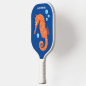 Cute oranje zeepaardbelletjes cartoon illustratie pickleball paddle (Links)