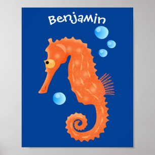 Cute oranje zeepaardbelletjes cartoon illustratie poster