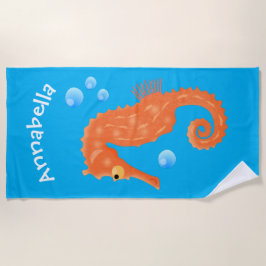 Cute oranje zeepaardbelletjes cartoon illustratie strandlaken