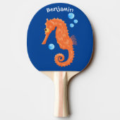Cute oranje zeepaardbelletjes cartoon illustratie tafeltennisbatje (Achterkant)