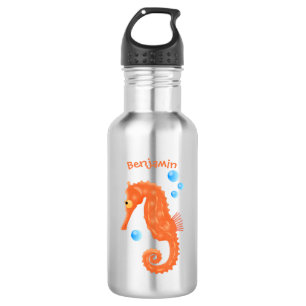 Cute oranje zeepaardbelletjes cartoon illustratie waterfles 