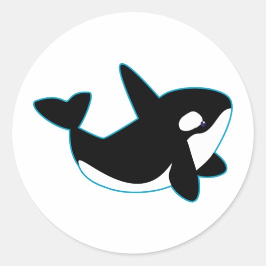Cute Orca (Killer Whale) Ronde Sticker (Voorkant)