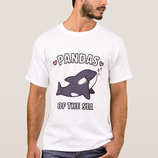 Cute Orca Pandas van het Zee Doodle Funny T-shirt (Voorkant)