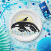 Cute Orca walvis Gezinsinkt Papieren Bordje (Feest)