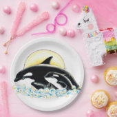 Cute Orca walvis Gezinsinkt Papieren Bordje (Feest)
