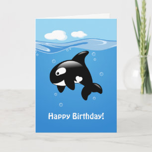 Cute Orca walvis Happy Birthday Kaart