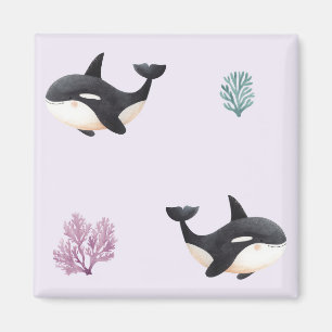 Cute Orca Walvis Patroon Oceaan Zeeleven Kinderkam Magneet