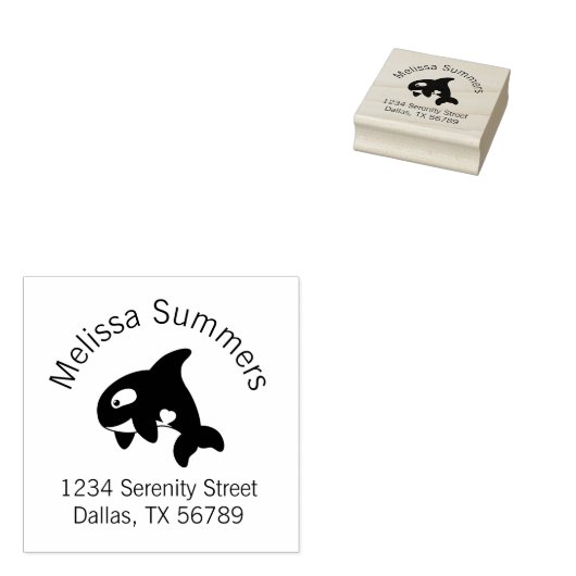 Cute Orca Whale Arch Adres Rubberstempel (Gestempeld)