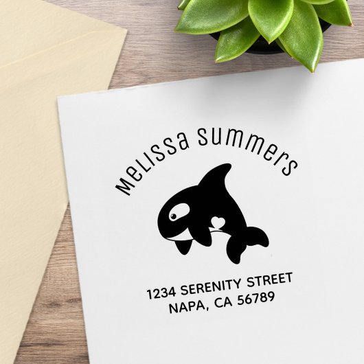 Cute Orca Whale Arch Adres Rubberstempel