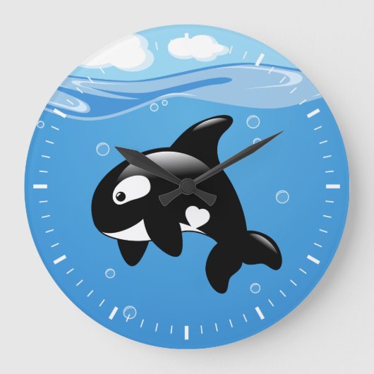 Cute Orca Whale in Ocean Grote Klok (Voorkant)