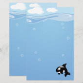 Cute Orca Whale in Ocean Light Blue Briefpapier (Voorkant / Achterkant)