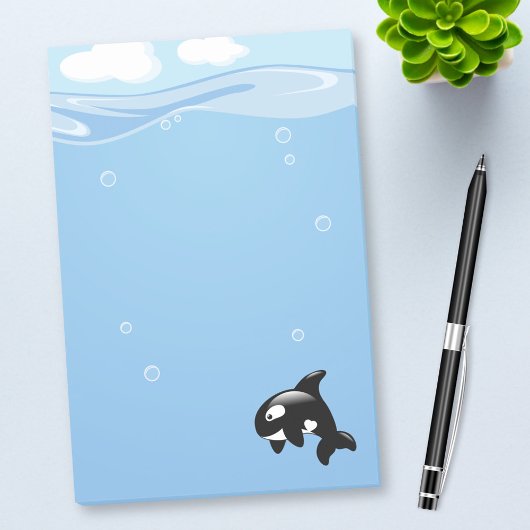 Cute Orca Whale in Ocean Light Blue Post-it® Notes