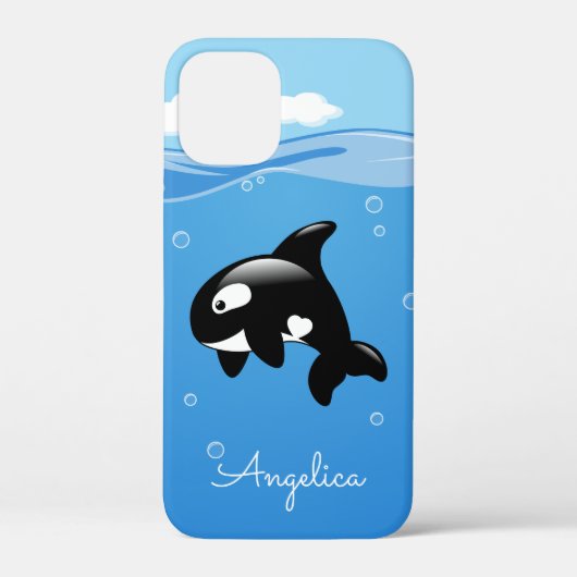 Cute Orca Whale in Ocean met Custom Name Case-Mate iPhone Case (Achterkant)