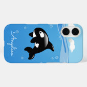 Cute Orca Whale in Ocean met Custom Name Case-Mate iPhone Case (Achterkant (horizontaal))