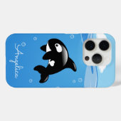 Cute Orca Whale in Ocean met Custom Name Case-Mate iPhone Case (Achterkant (horizontaal))