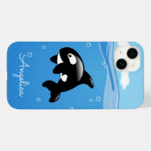 Cute Orca Whale in Ocean met Custom Name Case-Mate iPhone Case (Achterkant (horizontaal))