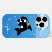 Cute Orca Whale in Ocean met Custom Name Case-Mate iPhone Case (Achterkant (horizontaal))