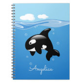 Cute Orca Whale in Ocean met Custom Name Notitieboek (Voorkant)