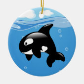 Cute Orca Whale op Blue Keramisch Ornament (Voorkant)