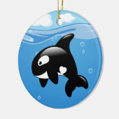 Cute Orca Whale op Blue Keramisch Ornament (Links)