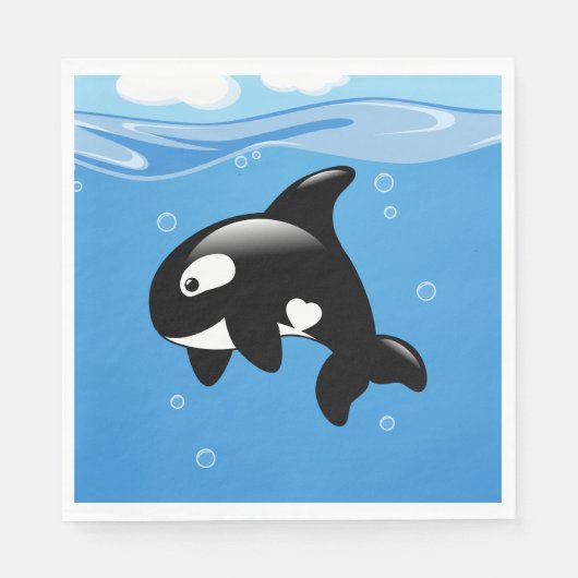 Cute Orca Whale op Blue Servet (Voorkant)