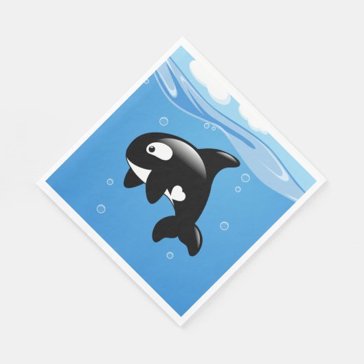 Cute Orca Whale op Blue Servet (Hoek)