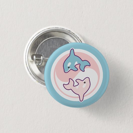 Cute Orca Whale Yin Yang Ronde Button 3,2 Cm (Voorkant /achterkant)