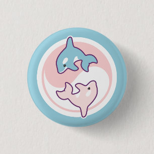 Cute Orca Whale Yin Yang Ronde Button 3,2 Cm