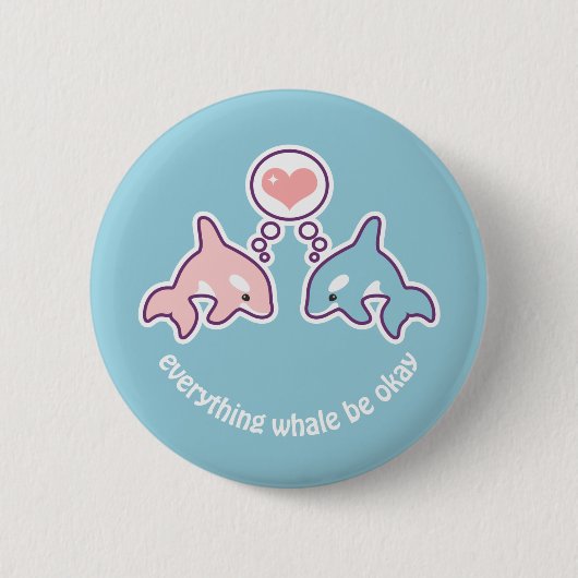Cute Orca Whales Ronde Button 5,7 Cm (Voorkant)