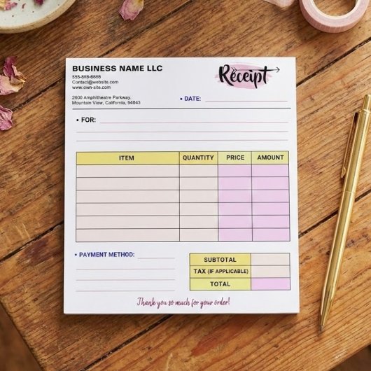Cute Order Receipts | Small Business Name Invoice Notitieblok