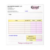 Cute Order Receipts | Small Business Name Invoice Notitieblok (Voorkant)