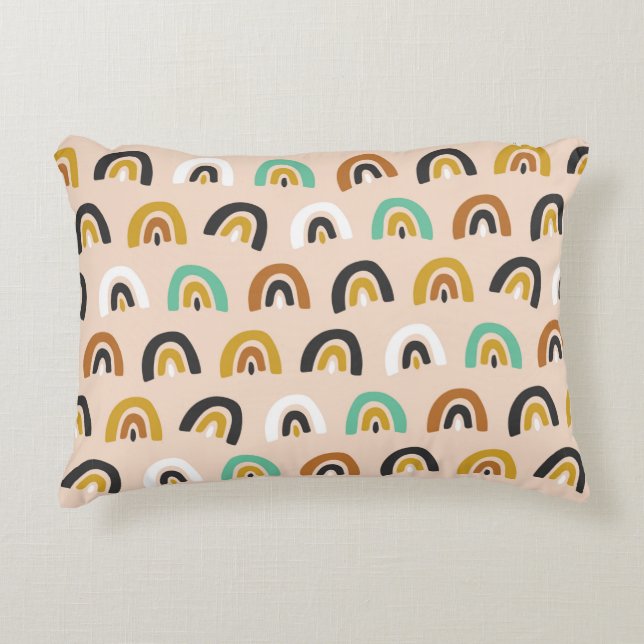 Cute Organic Rainbow Stripes Seamless Pattern Accent Kussen (Voorkant)