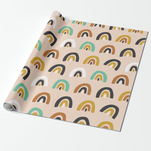 Cute Organic Rainbow Stripes Seamless Pattern Cadeaupapier (Uitgerold)