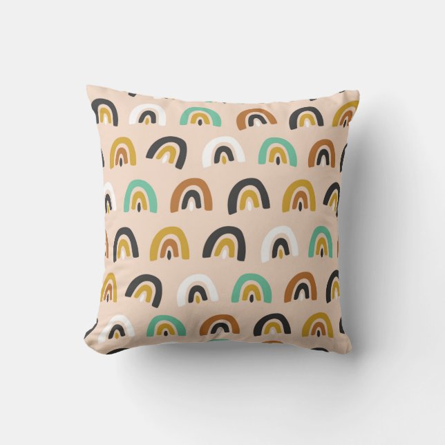 Cute Organic Rainbow Stripes Seamless Pattern Kussen (Voorkant)