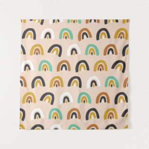 Cute Organic Rainbow Stripes Seamless Pattern Wandkleed