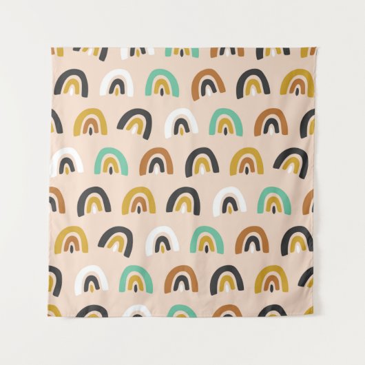 Cute Organic Rainbow Stripes Seamless Pattern Wandkleed (Voorkant)